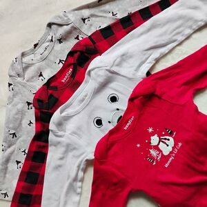 Set Of 4 Long Sleeve Seasonal Onesies | Winter Plaid Polar Bear | 18-24M